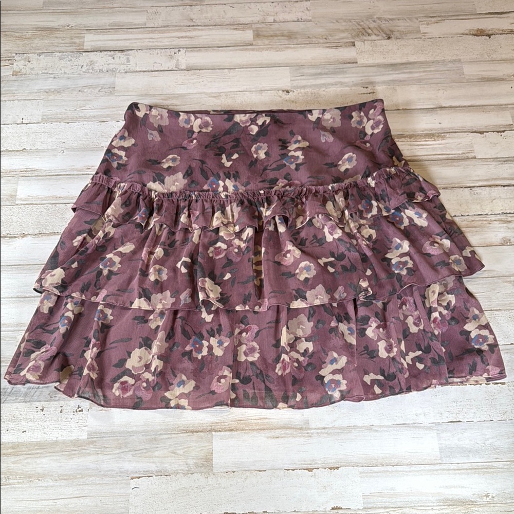 NWT Lauren Ralph Lauren Floral Tiered Skirt in Purple